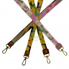 Direct Factory Premium Quality Custom Polyester Sublimation Leather Patch Neck Strap Stretchable Elastic Lanyard