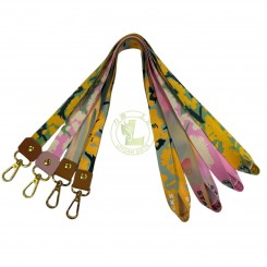 Direct Factory Premium Quality Custom Polyester Sublimation Leather Patch Neck Strap Stretchable Elastic Lanyard