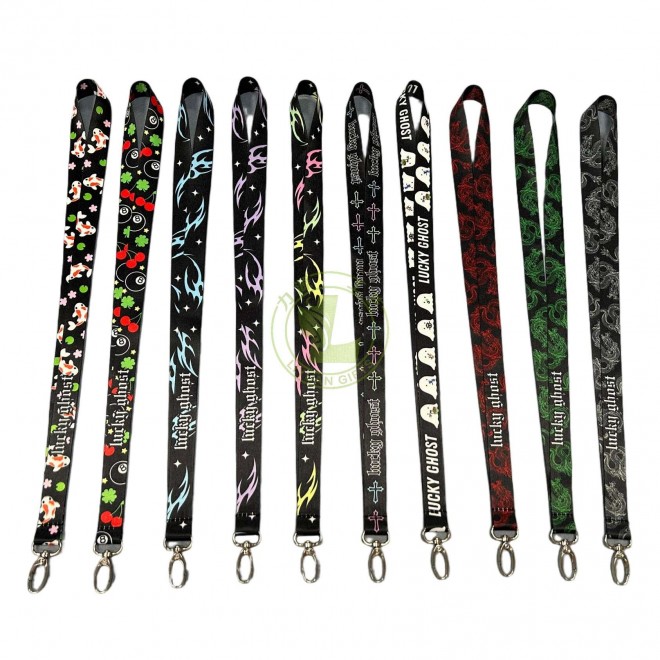 Polyester ID Card Holder Lanyard with Quick Release Oval Hook Thermal Transfer Printing Durable Customizable Size & Logo