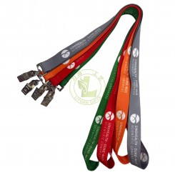 Customized Logo Fine Workmanship Square Clip 4 Color Digital Printing Promotional Price Made RPET Polyester Hook Lanyard