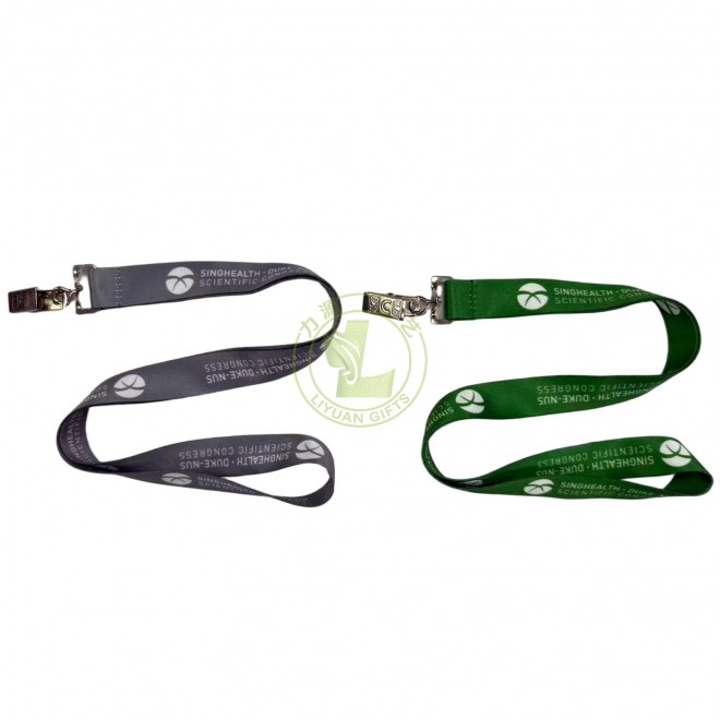 Customized Logo Fine Workmanship Square Clip 4 Color Digital Printing Promotional Price Made RPET Polyester Hook Lanyard