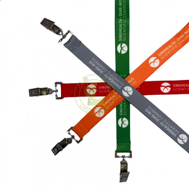 Customized Logo Fine Workmanship Square Clip 4 Color Digital Printing Promotional Price Made RPET Polyester Hook Lanyard