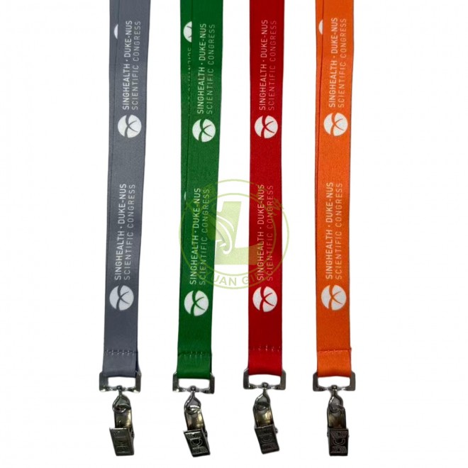 Customized Logo Fine Workmanship Square Clip 4 Color Digital Printing Promotional Price Made RPET Polyester Hook Lanyard
