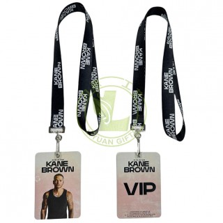 Factory Direct Custom LOGO Polyester Strap Lanyards with Thermal Transfer Printed Metal Swivel Hook Dye Sub Lanyard With J Hook Swivel Clasp With PVC VIP Plastic Event Badges
