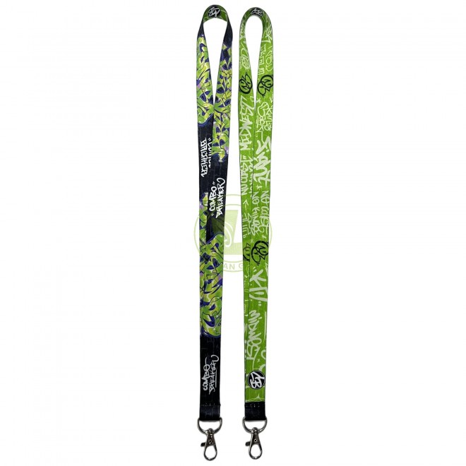 Fashion Print Design Durable Double Sided Fabric Polyester Lanyard for ID Badge Keychain With Lobster Claw Swivel Clasp