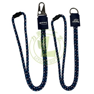 6mm Multi-Color Woven Polyester Round Rope Keychain Lanyard Jacquard Printed Cell Phone Holder Offset Digital Printing Options