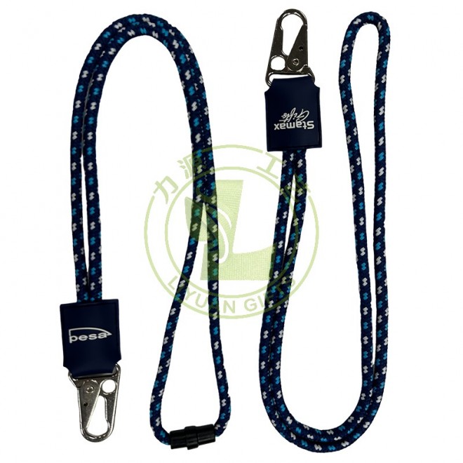 6mm Multi-Color Woven Polyester Round Rope Keychain Lanyard Jacquard Printed Cell Phone Holder Offset Digital Printing Options