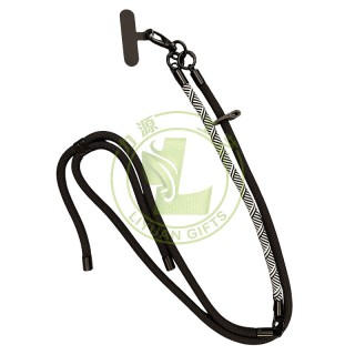 Custom Logo Round Nylon Lanyard Universal Smartphone Mobile Phone Cross Body Shoulder Chain Stripe Strap Rope Lanyard With Patch