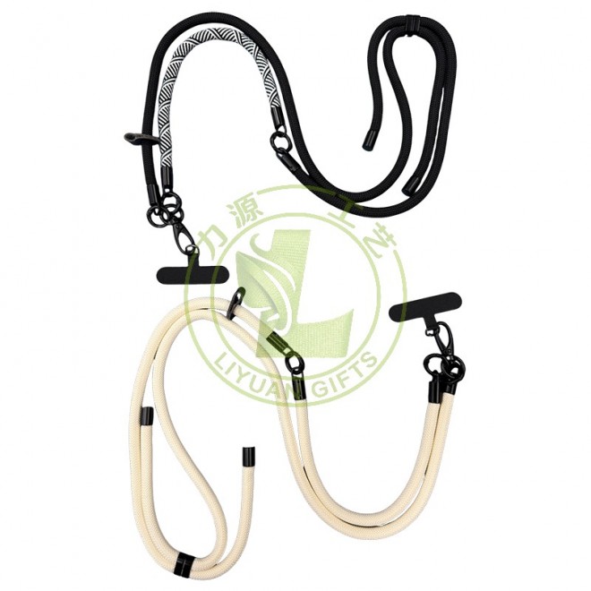 Custom Logo Round Nylon Lanyard Universal Smartphone Mobile Phone Cross Body Shoulder Chain Stripe Strap Rope Lanyard With Patch