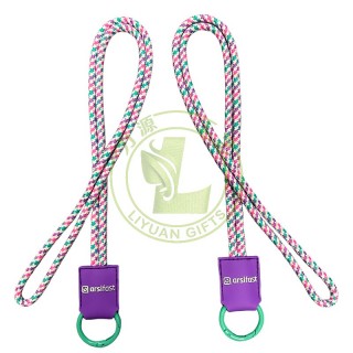 Customized Wholesale Woven Label Silk Screen Printing Round Cord Striped Lanyards with PVC Label Rubber Patch Customized Epoxy Dome Sticker Logo Printed