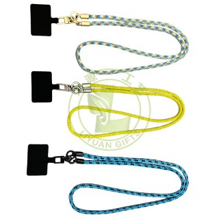 Custom Long Polyester Halter Neck Crossbody Bag Mobile Phone Round Rope with Neck Rope with Metal Hook Buckle Smartphone Lanyard