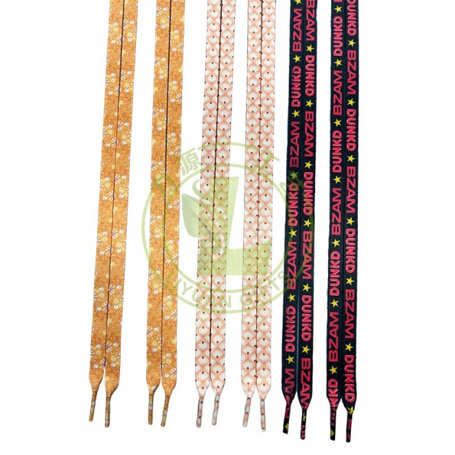 Custom Printed 10mm Wide Sublimation Shoes Lace Flat Shoe Laces for Sneakers