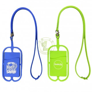 Wholesale Custom Universal Mobile Phone Cover Case Holder Silicone Lanyard with Card Pocket Wallet Neck Strap Hook Accessory