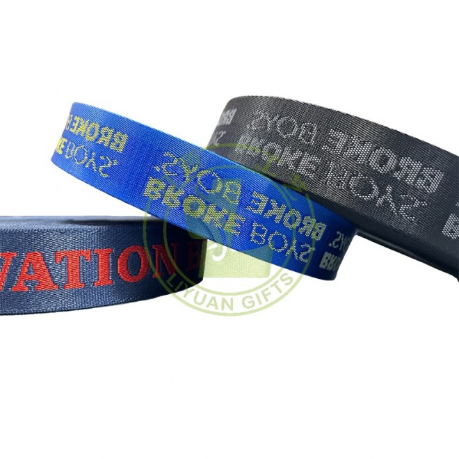 Custom Jacquard Logo Nylon Woven Webbing Band Logo Nylon Jacquard Webbing Strap for Backpack