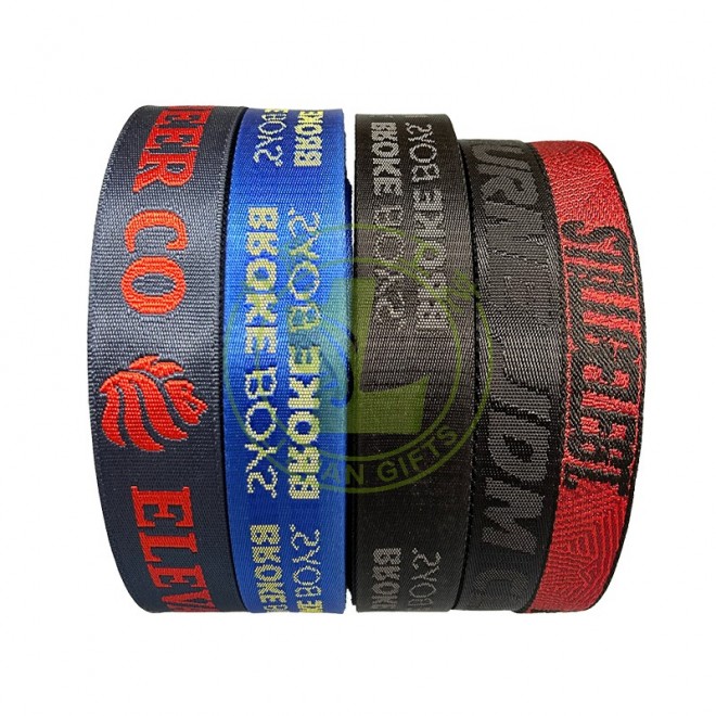 Custom Jacquard Logo Nylon Woven Webbing Band Logo Nylon Jacquard Webbing Strap for Backpack