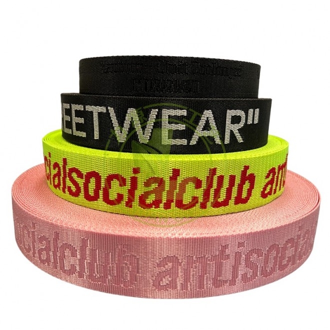 Wholesale Heavy Duty Jacquard Printed 38mm 50mm Nylon Webbing Straps with Custom Logo for Shoe Use Bags & Belts