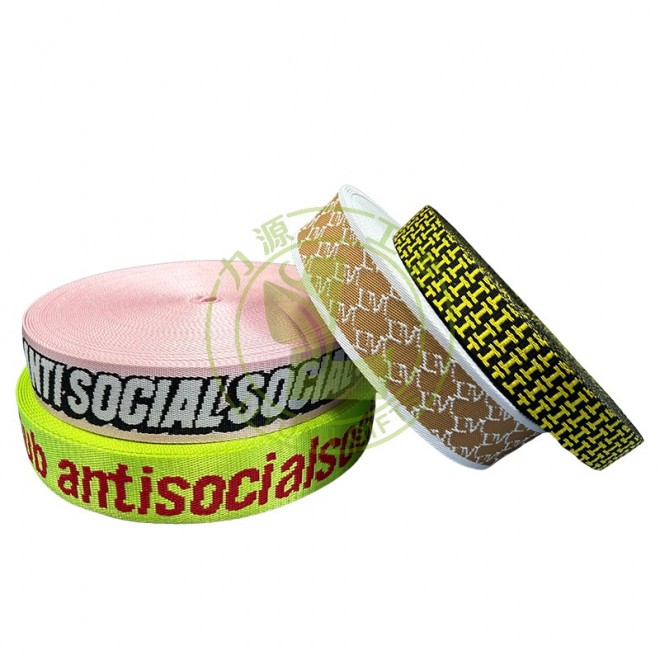 Wholesale Heavy Duty Jacquard Printed 38mm 50mm Nylon Webbing Straps with Custom Logo for Shoe Use Bags & Belts