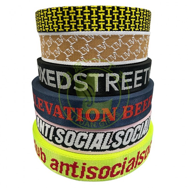 Wholesale Heavy Duty Jacquard Printed 38mm 50mm Nylon Webbing Straps with Custom Logo for Shoe Use Bags & Belts