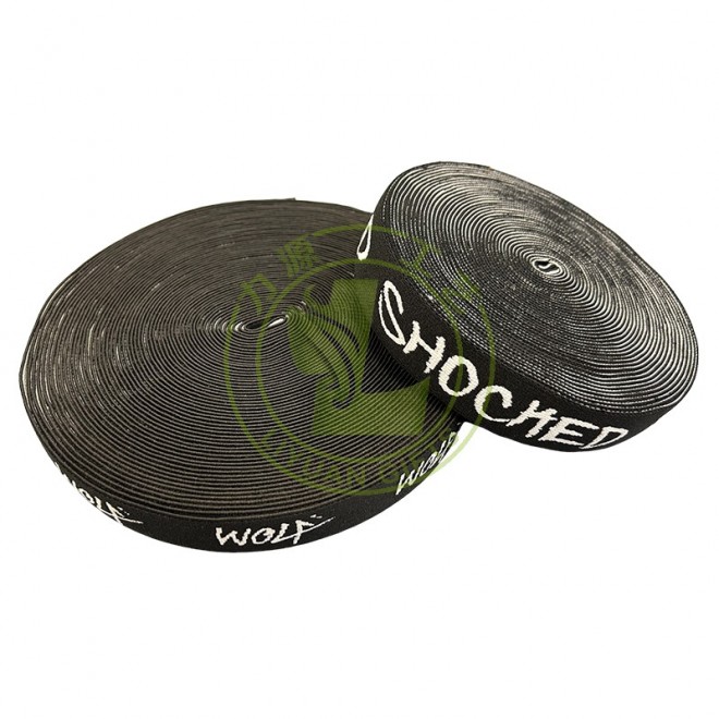 Customized Polyester Yellow and Black Monograms Woven Ribbon 38mm Webbing Roll for Bag Decoration