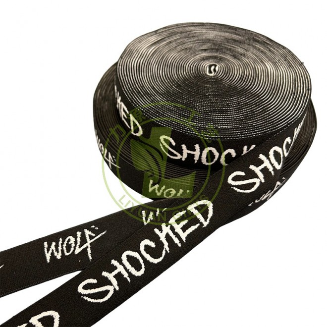 Customized Polyester Yellow and Black Monograms Woven Ribbon 38mm Webbing Roll for Bag Decoration