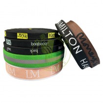 Customized Polyester Yellow and Black Monograms Woven Ribbon 38mm Webbing Roll for Bag Decoration