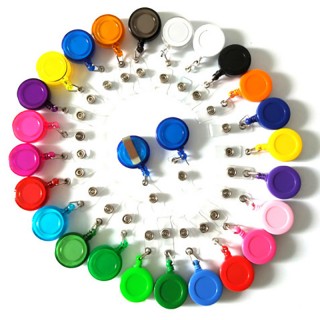 Id Card Badge Holder Reels With Clip Name Reel Round Office School Supplies Retractable Lanyard Badge Holder