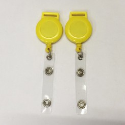 ABS Plastic Round Office Supplies Medical Name ID Card Retractable Badge Reels Holder With Clips