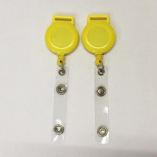 ABS Plastic Round Office Supplies Medical Name ID Card Retractable Badge Reels Holder With Clips