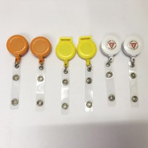 ABS Plastic Round Office Supplies Medical Name ID Card Retractable Badge Reels Holder With Clips