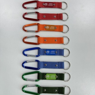 Custom Eco-friendly Durable Polyester Short Carabiner Bottle Holder Lanyard with Aluminum Tag Custom Color PMS Colour Available