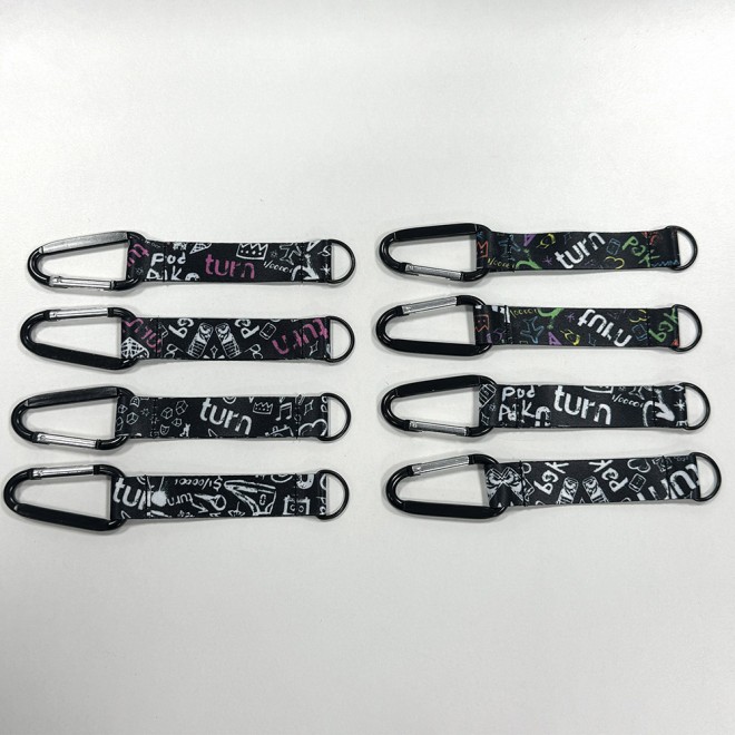 Wholesale High Quality Carabiner Keyring 3D Silk Printed Wrist Strap Custom Short Lanyard Keychain