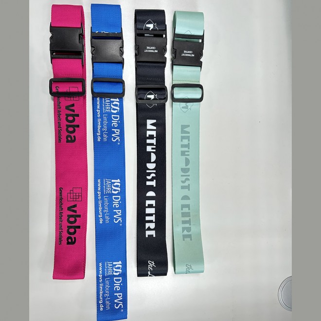 Customized Printed Adjustable Strong Extra Safety Travel Suitcase Luggage Baggage Straps Tie Belt Elastic Luggage Lashing Strap
