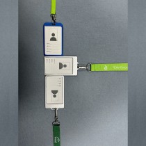 Aluminum Alloy ID Card Holder Badges and Name Badge Holder with Vertical with Custom Polyester Lanyard
