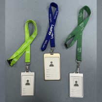 Aluminum Alloy ID Card Holder Badges and Name Badge Holder with Vertical with Custom Polyester Lanyard