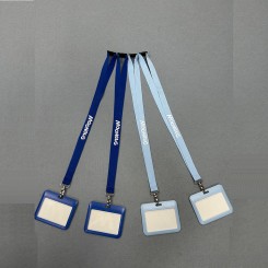 Eco-friendly Breakaway Polyester Keychain Sport Nylon Lanyard Satin Neck Woven Lanyards With Printed ID Card Badge Holder