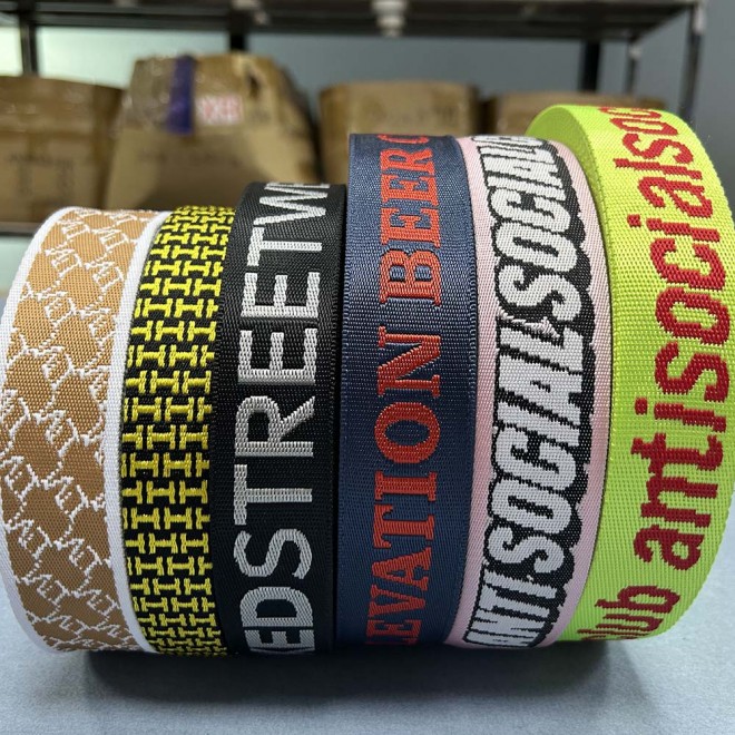 Wholesale Heavy Duty Jacquard Printed 38mm 50mm Nylon Webbing Straps with Custom Logo for Shoe Use Bags & Belts
