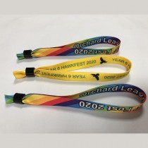 Custom Logo Name Printed Personalized Satin Wristbands Woven Fabric Bracelets