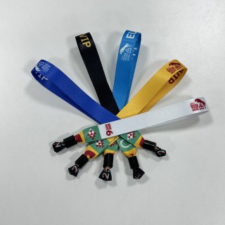 Eco Friendly Hot Sell High Quality Event Party Custom Hand Band Colorful Print With Slide Stopper Satin Ribbon Fabric Wristband